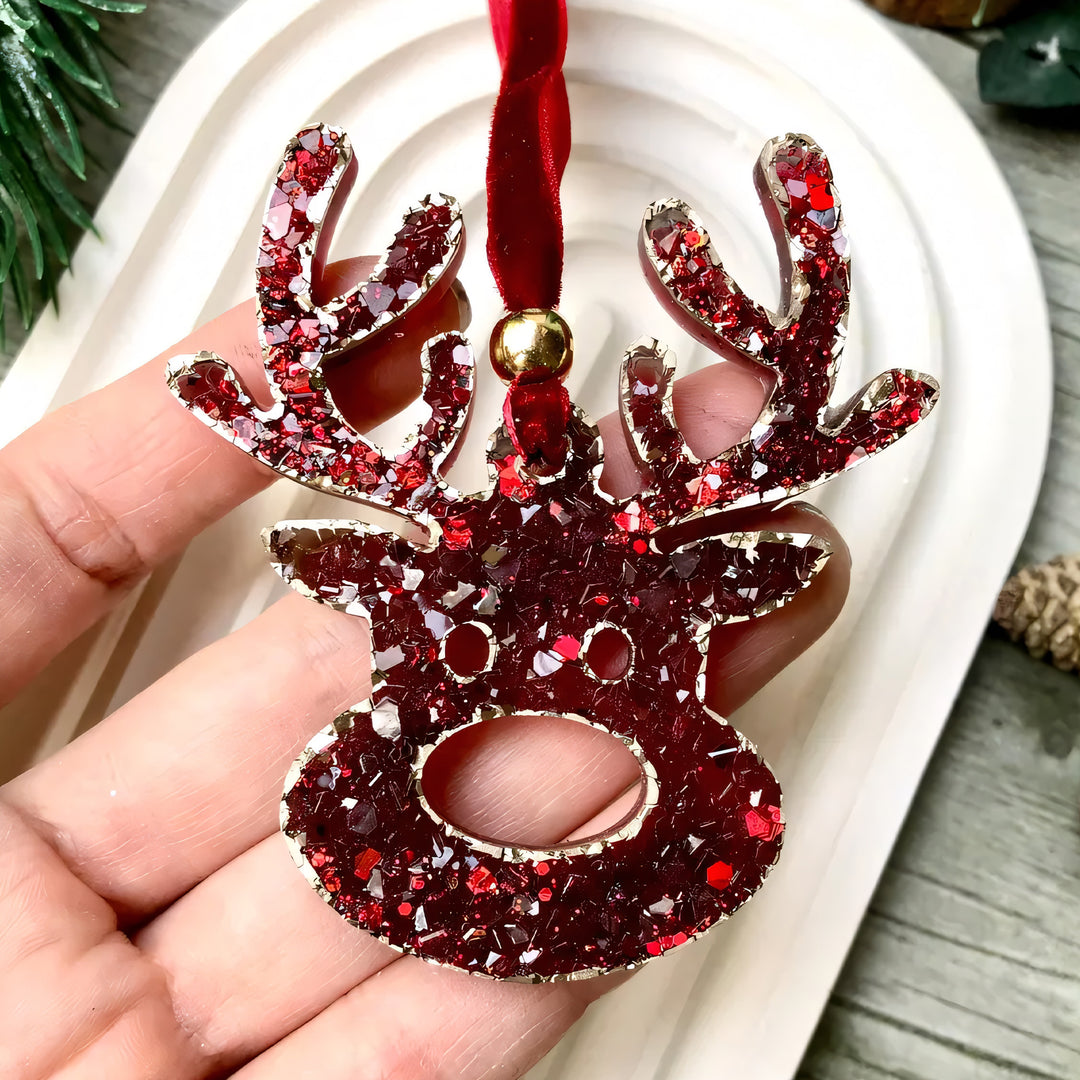 Crystal Reindeer Ornament Silicone Mold, 7.5x7.5x0.5 cm