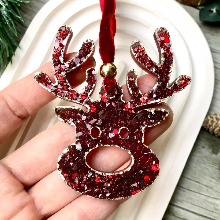 Crystal Reindeer Ornament Silicone Mold, 7.5x7.5x0.5 cm