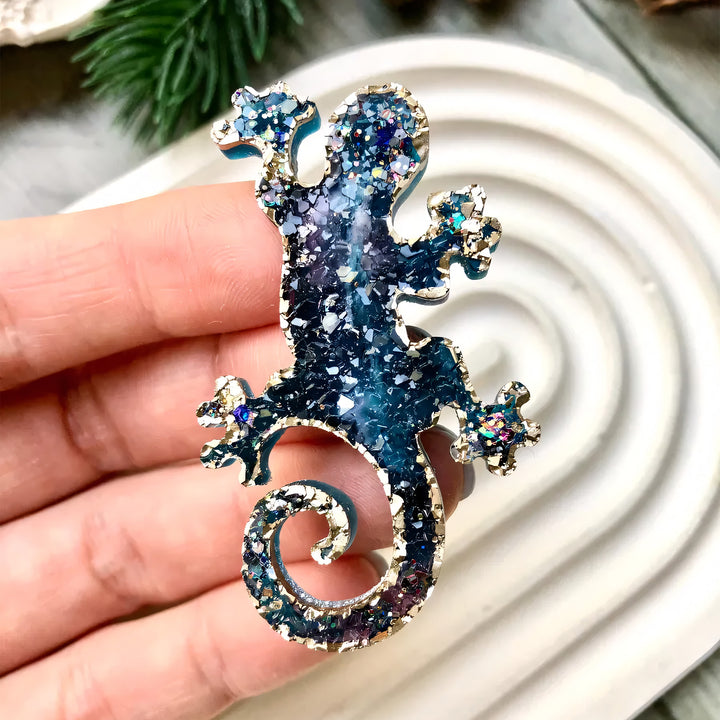 Crystal Lizard Brooch Silicone Mold, 5.5x3.8x0.5 cm