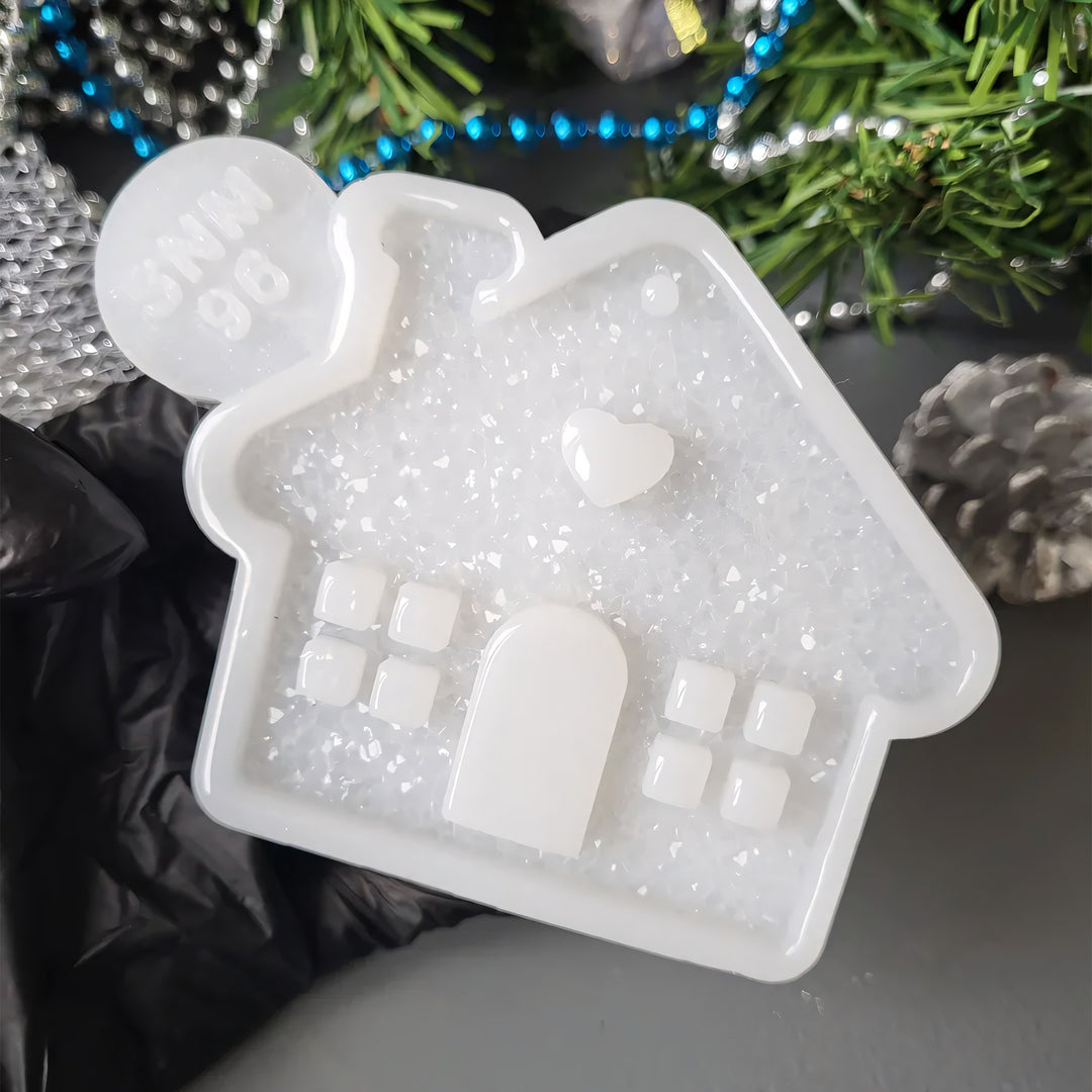 Crystal Christmas House Ornament Silicone Mold, 7x8x0.5 cm