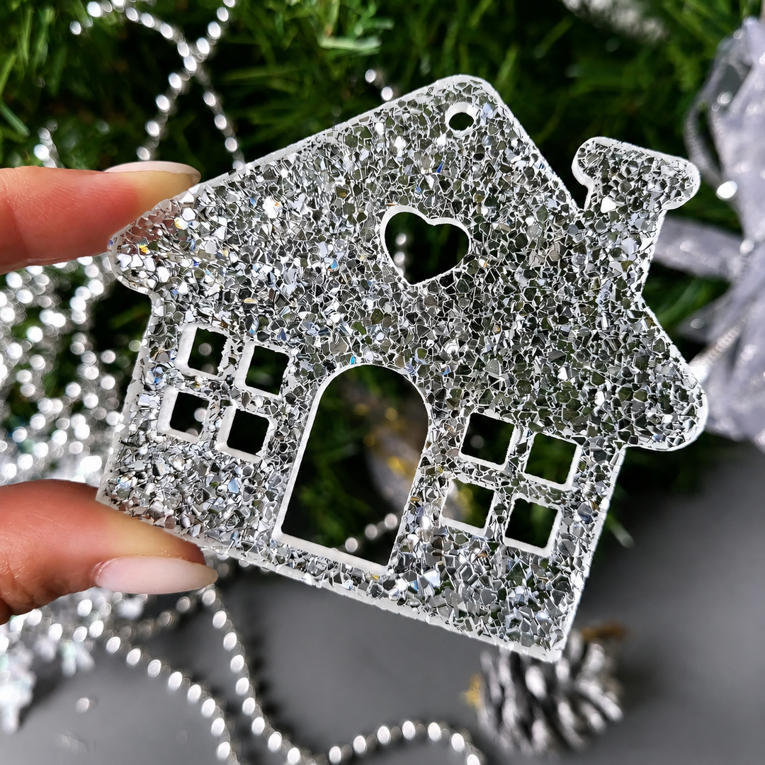 Crystal Christmas House Ornament Silicone Mold, 7x8x0.5 cm