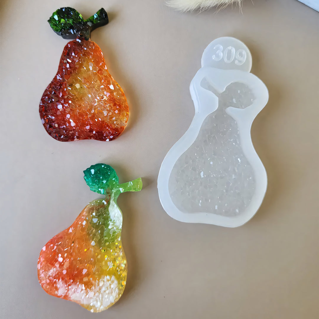 Crystal Pear Brooch Silicone Mold, 5.5x3.5x0.5 cm
