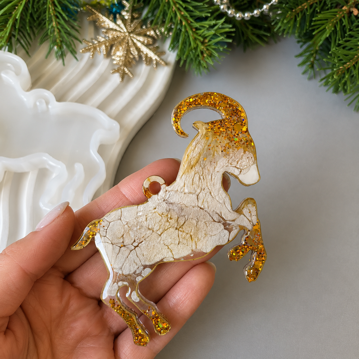 Glossy Goat Ornament (2027 Symbol) Silicone Mold, 8x8x0.6 cm