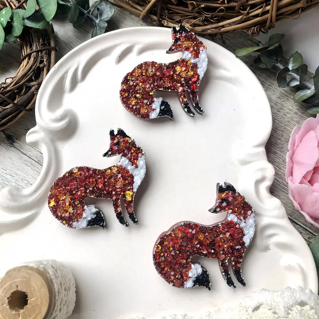 Crystal Fox Brooch Silicone Mold, 4.5x5x0.5 cm
