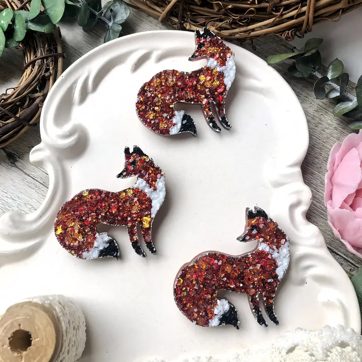 Crystal Fox Brooch Silicone Mold, 4.5x5x0.5 cm